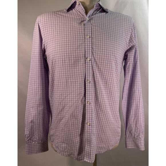 Black Brown 1826 Button‎ Front Shirt Mens 16 1/2 34/35 Purple Multicolor Paid - Picture 1 of 8